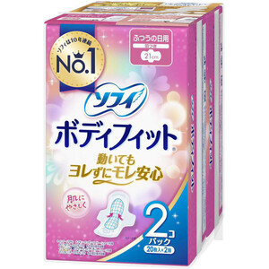 シングルソフィ ユニ・チャーム ソフィボディフィット 21cm 羽つき 20枚 x 2個 Green