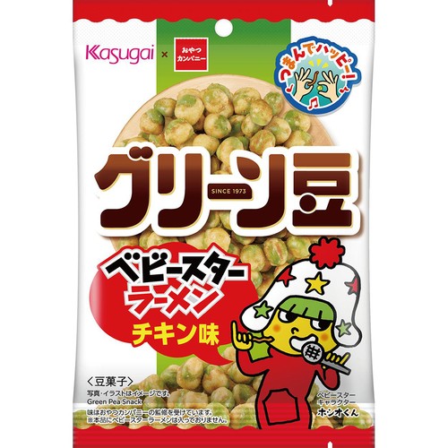 春日井製菓 グリーン豆ベビースターラーメンチキン味 61g Green Beans