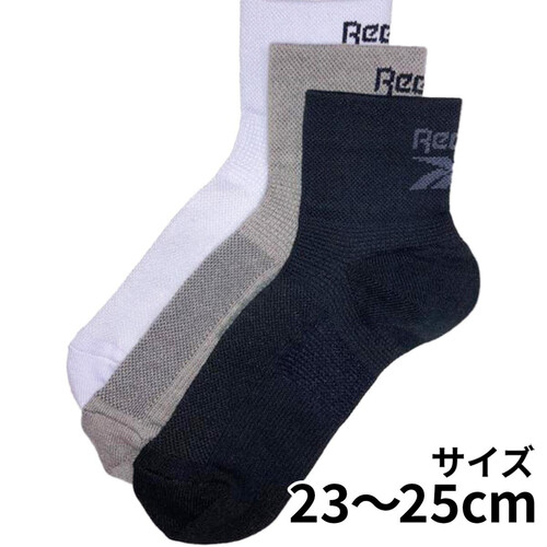 グンゼ Reebok 婦人クルー丈ソックス3足組 23-25cm アソート