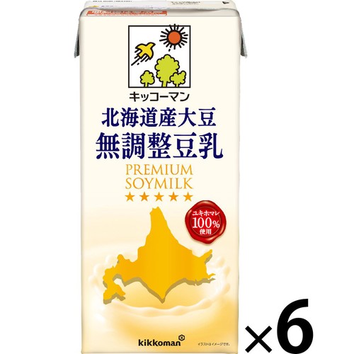 キッコ−マンソイフーズ 北海道産大豆 無調整豆乳 1ケース 1000ml x 6本