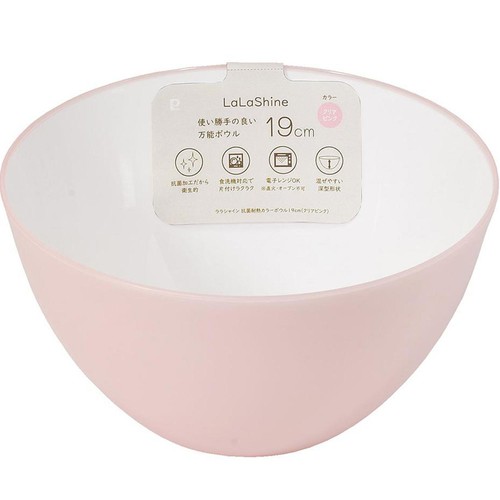 パール金属 ララシャイン 抗菌耐熱カラーボウル 19cm クリアピンク