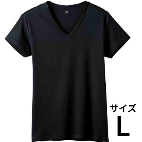 グンゼ YG 紳士 ピュアコットンVネックTシャツ L ブラック