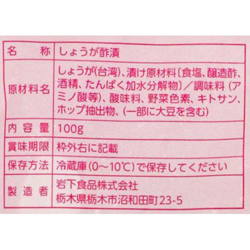 岩下食品 岩下の新生姜 100g