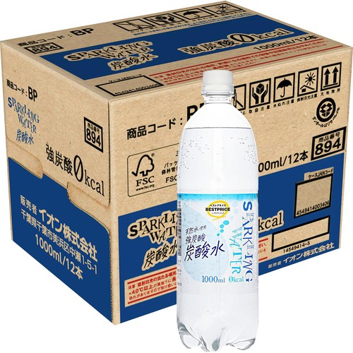 SparklingWater炭酸水 1ケース 1000ml x 12本 トップバリュベスト