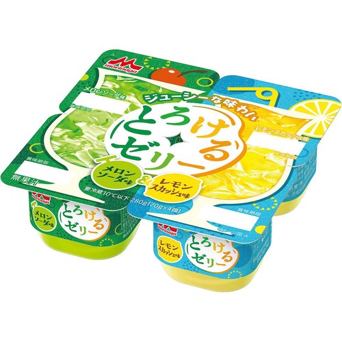 森永乳業 とろけるゼリー メロンソーダ味&レモンスカッシュ味 70g x 4個