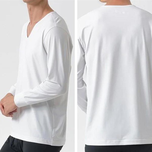 EXセリアント ウェア インナー 9分袖VネックTシャツ 紳士 シロ M トップバリュ