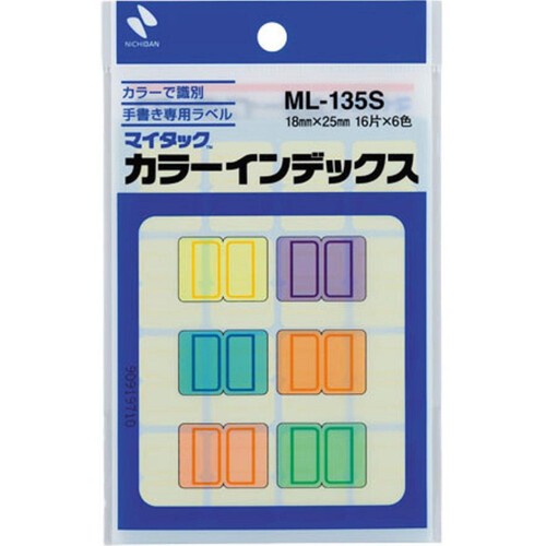 ニチバン マイタック カラーインデックス ラベル 16片 x 6色 MLー135S