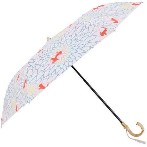 小川 河馬印本舗 和柄晴雨兼用日傘 二段折傘 金魚 50cm GRD