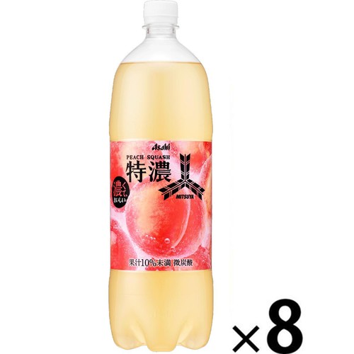 アサヒ飲料 三ツ矢特濃ピーチスカッシュ 1ケース 1500ml x 8本 Green