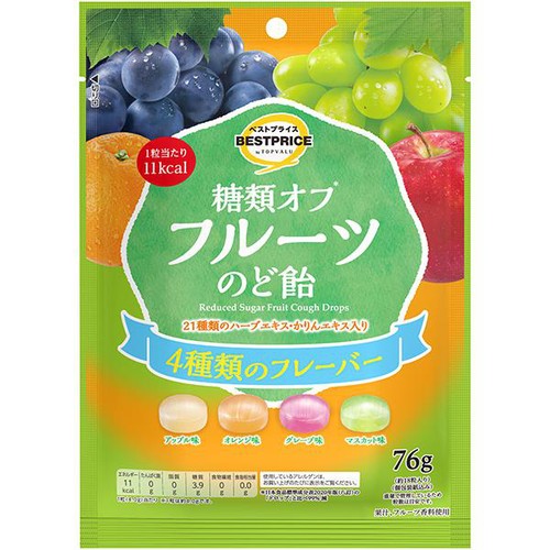 糖類オフ フルーツのど飴 76g トップバリュベストプライス