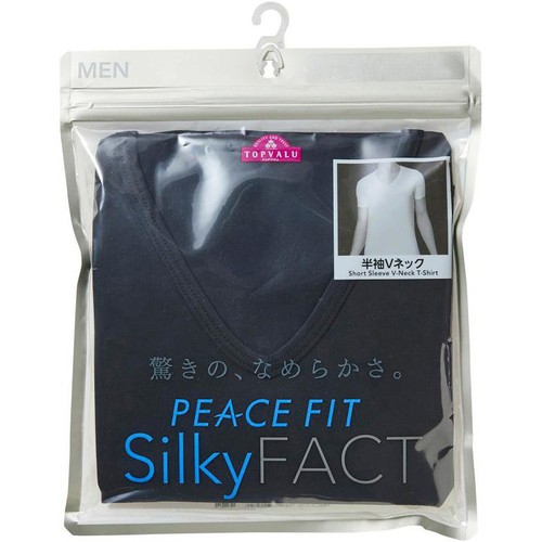PEACE FIT SilkyFact 紳士 半袖Vネックシャツ Lクロ トップバリュ