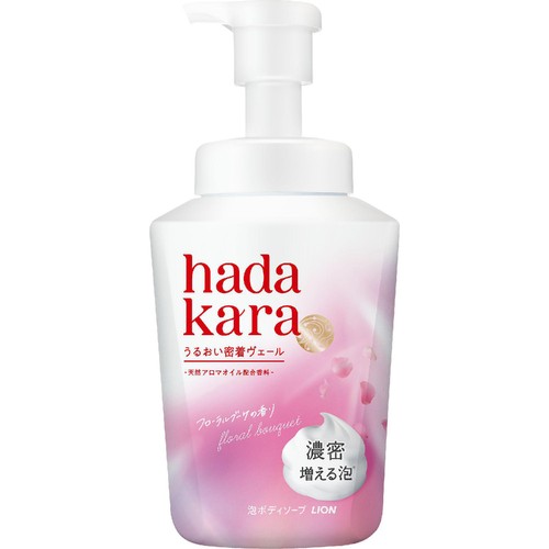 ライオン hadakara ボディソープ 泡タイプ フローラルブーケの香り 本体 540ml