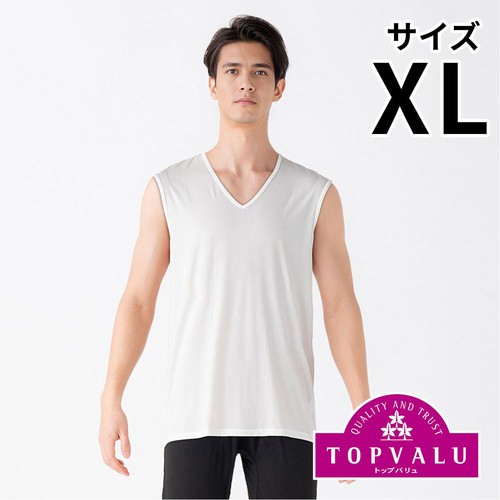 PEACE FIT(ピースフィット) COOL 接触冷感スリーブレスVネックシャツ 紳士 シロ XL トップバリュ