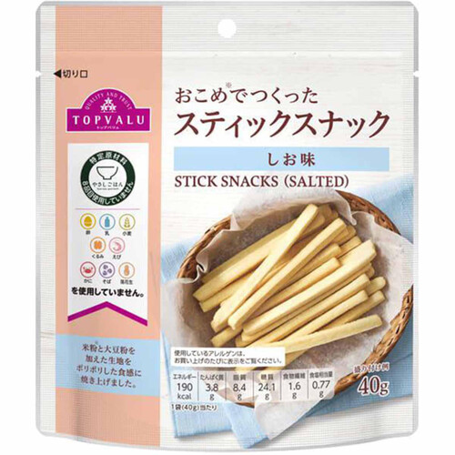 やさしごはんおこめでつくったスティックスナックしお味 40g トップバリュ