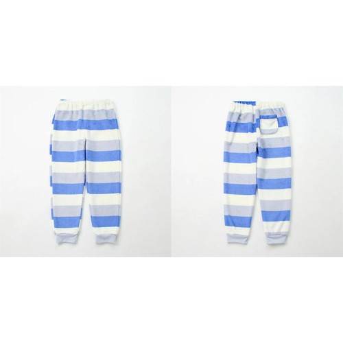 PEACE FIT(ピースフィット)WARM フリース長袖ルームウェア ボーダー 男の子 サックス 120cm トップバリュ