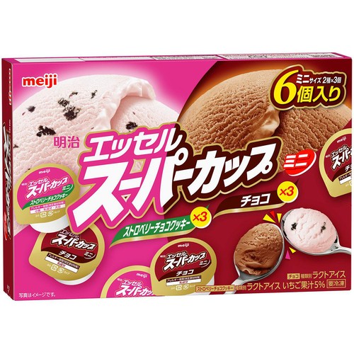 明治 エッセル スーパーカップ ミニ ストロベリーチョコクッキー&チョコ 80ml x 6個入