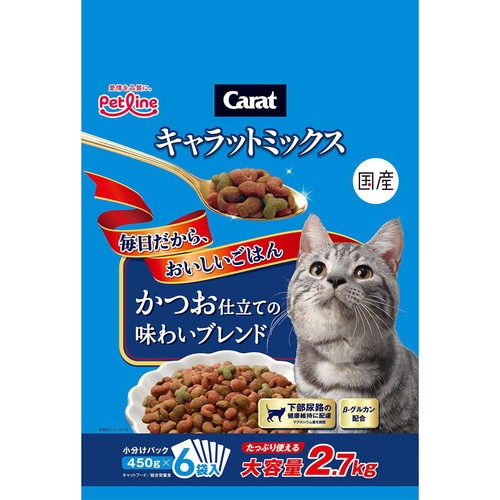 【ペット用】 ペットライン 国産キャラットミックス かつお仕立て 2.7kg