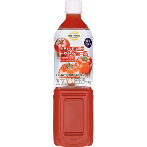 完熟トマト14個分 トマトジュース 食塩不使用 900g トップバリュベスト