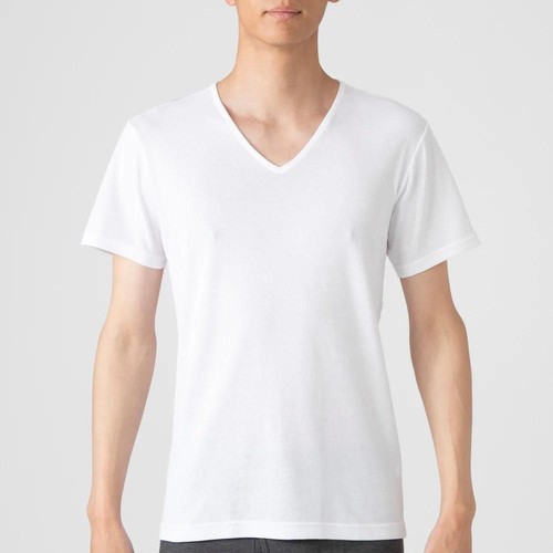 PEACE FIT(ピースフィット)COOL コットン 半袖Vネックシャツ 紳士 シロ XL トップバリュ