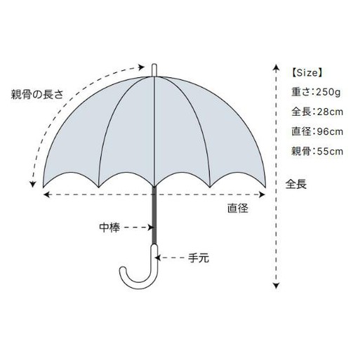 NATURAL BASIC カラビナ手元折りたたみ傘 55cm ブラック