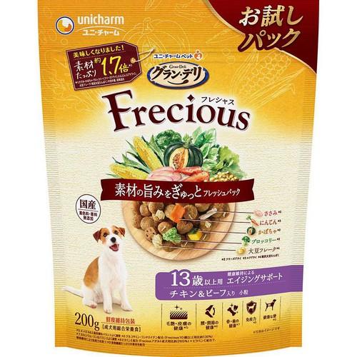 【ペット用】 ユニ・チャーム 国産グラン・デリフレシャス 13歳以上用 チキン&ビーフ入り 小粒 200g