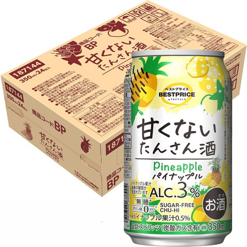 甘くないたんさん酒パイナップル 1ケース 350ml x 24本 トップバリュベストプライス