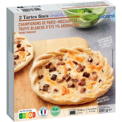 ピカール マッシュルームとモッツァレラチーズの薄生地タルト(トリュフ入り)【冷凍】 240g(120g x 2個入)