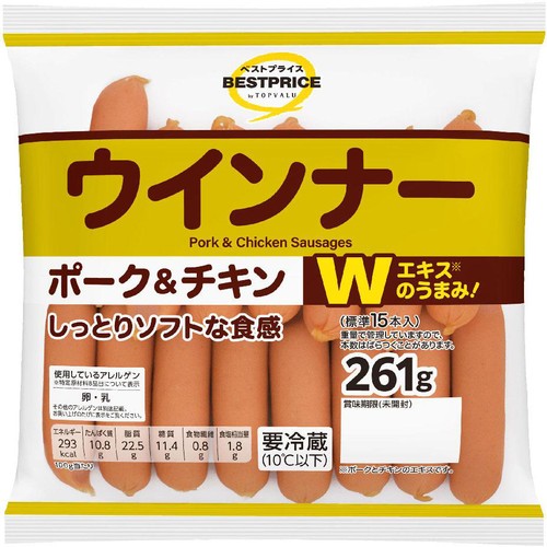 ポーク&チキンウインナー 261g トップバリュベストプライス