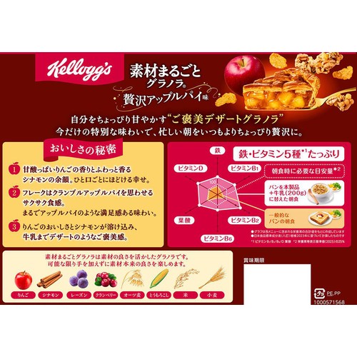 日本ケロッグ 素材まるごとグラノラ 贅沢アップルパイ味 280g