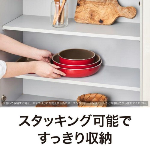 evercook 赤色鍋 ８点セット evercook(エバークック) 8点セット IH対応フライパン・鍋 着脱式 1年
