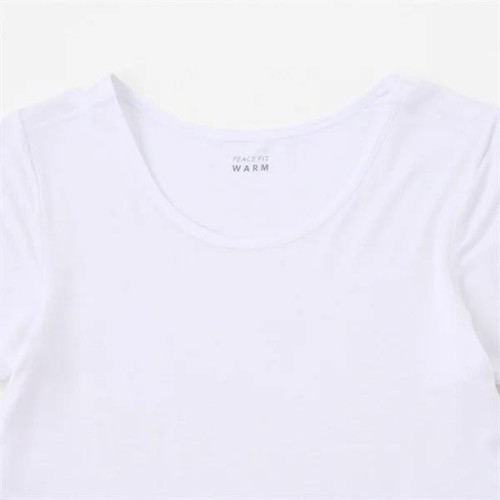 PEACE FIT(ピースフィット) WARM 3分袖丸首シャツ(衿広め) 女の子 ホワイト 120cm トップバリュ