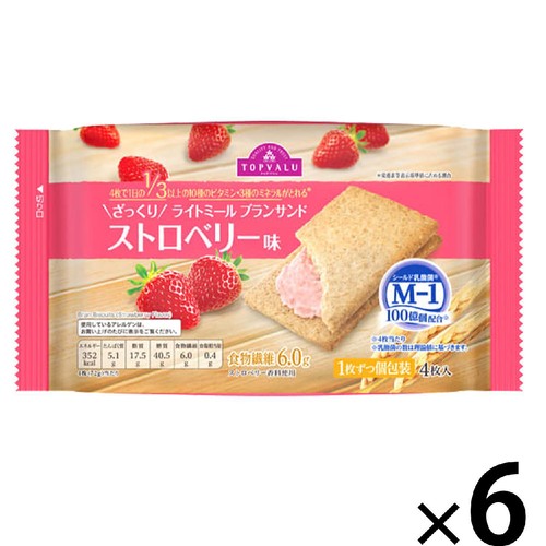 ざっくりライトミールブランサンド ストロベリー味 4枚 x 6個パック トップバリュ