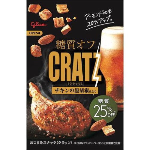 江崎グリコ 糖質オフクラッツチキンの黒胡椒仕立て 42g Green Beans