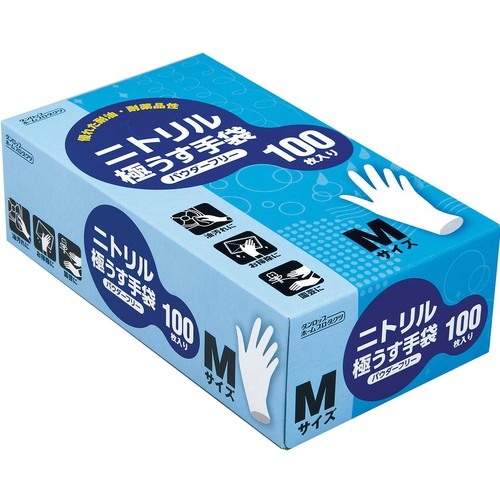 ダンロップホームプロダクツ ニトリル極うす手袋 パウダーフリー M 100枚入