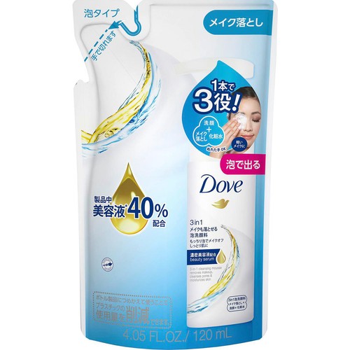 ユニリーバ ダヴ 3in1 メイクも落とせる泡洗顔料 つめかえ用 120ml