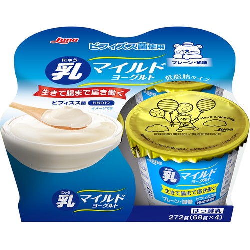 日本ルナ 乳マイルドヨーグルト プレーン加糖 68g x 4個入