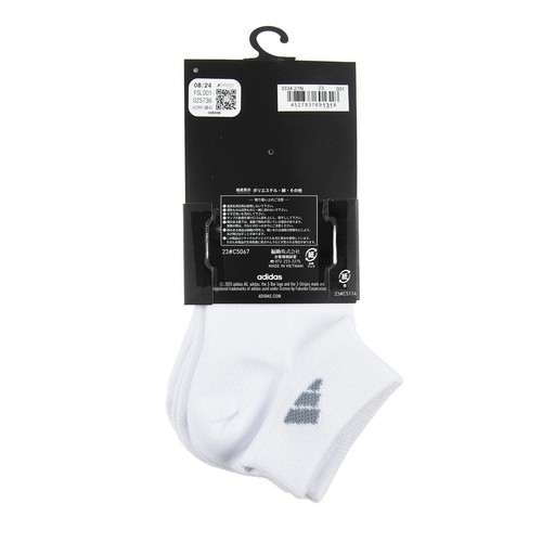 アディダス adidas DEO 消臭 スニーカー丈 3足組 ソックス シロ 23-25cm