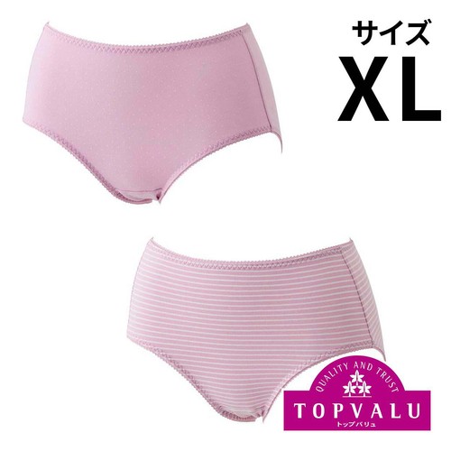 ショーツカジュアル 2枚組 ふつう丈ドット + ボーダー 婦人 ピンク XL トップバリュ