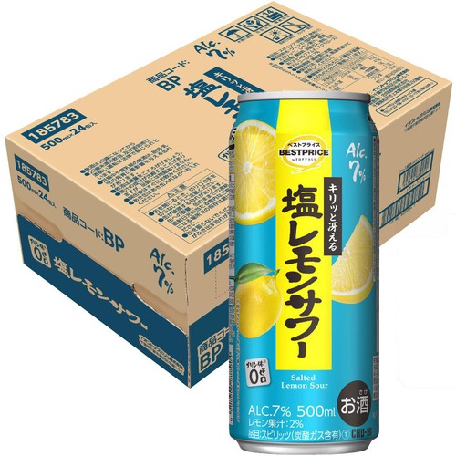 塩レモンサワー 1ケース 500ml x 24本 トップバリュベストプライス