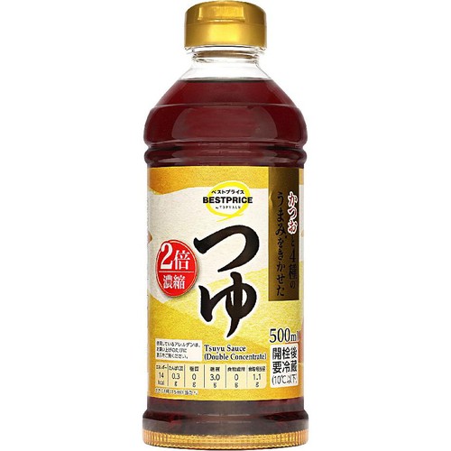 2倍濃縮つゆ 500ml トップバリュベストプライス