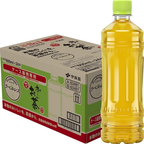 伊藤園 おーいお茶 緑茶 ラベルレス 1ケース 600ml x 24本 Green Beans