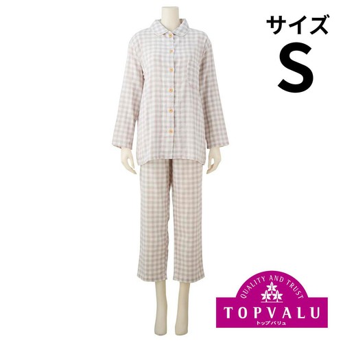 シャツパジャマ 二重ガーゼ チェック柄 婦人 グレー S トップバリュ