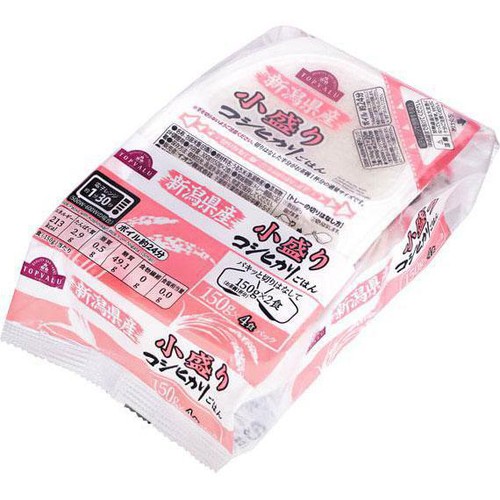 小盛りごはん 新潟県産コシヒカリ4個ﾊﾟｯｸ 150g x 2 x 2パック トップバリュ