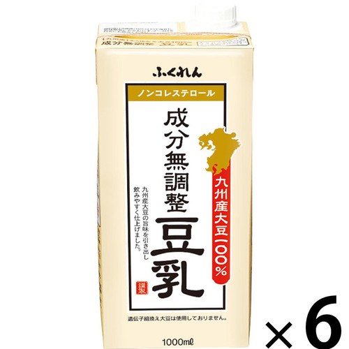 ふくれん 九州産大豆成分無調整豆乳 1ケース 1000ml x 6本