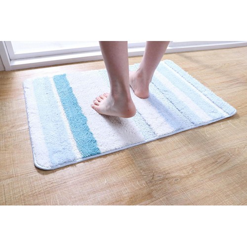 バスマット ふわっとストライプ 40 x 60cm ブルー