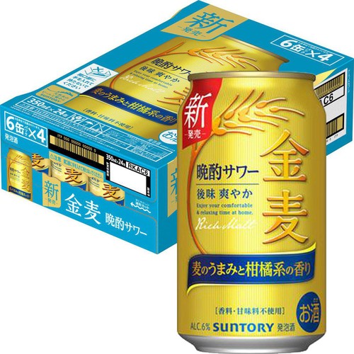 6%】 サントリー 金麦晩酌サワー 1ケース 350ml x 24本 Green