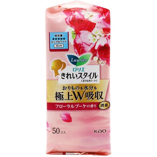 花王 ロリエ きれいスタイル 極上W吸収 フローラルブーケの香り ロング&ワイド 16cm 50個