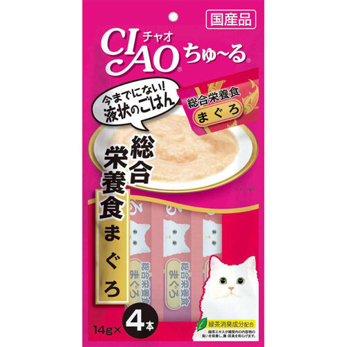 【ペット用】 いなば 国産CIAOちゅーる 総合栄養食 まぐろ 14g x 4本