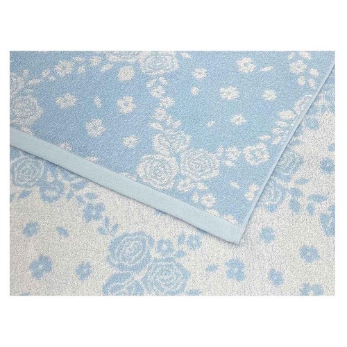 林 クロスローズ大判バスタオル 約70 x 140cm ブルー Green Beans