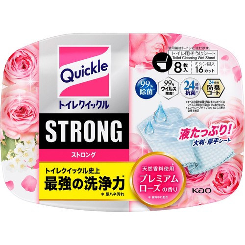 花王 トイレクイックルストロング プレミアムローズの香り 容器入 8枚